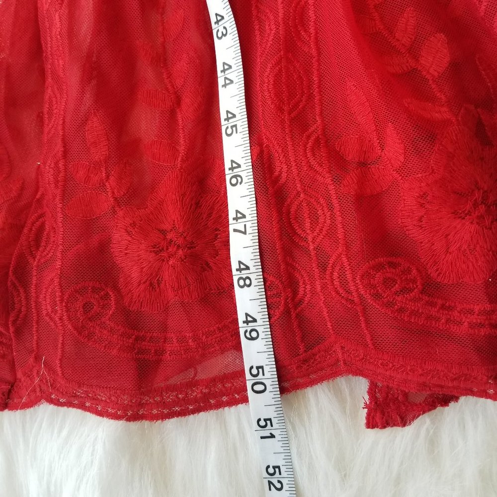 New Haute Monde Red Lace Floral Print Dress Size L - Picture 7 of 8